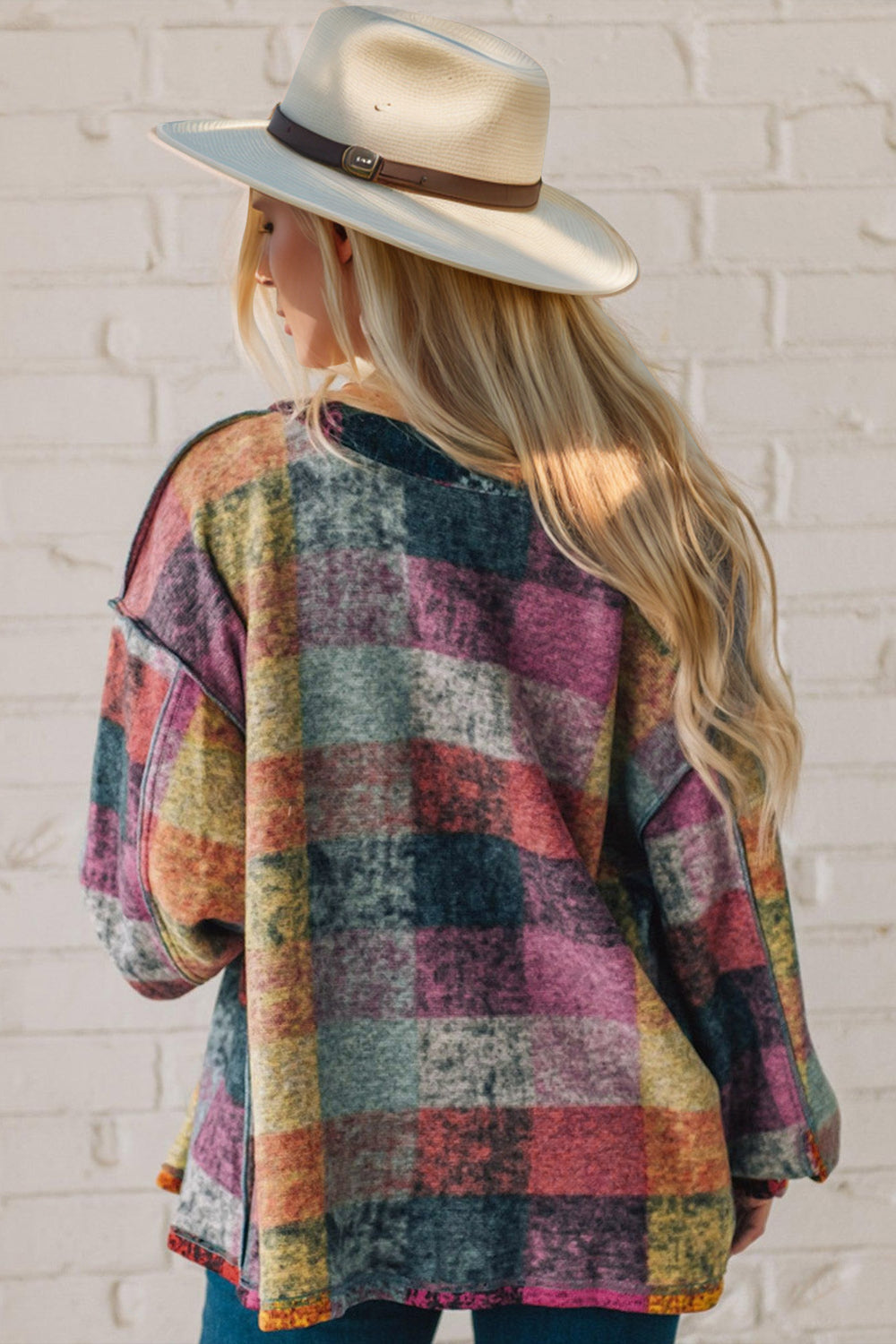 Double Take Full Size Exposed Seam Button Up Fleece Shacket - Littles Collection 