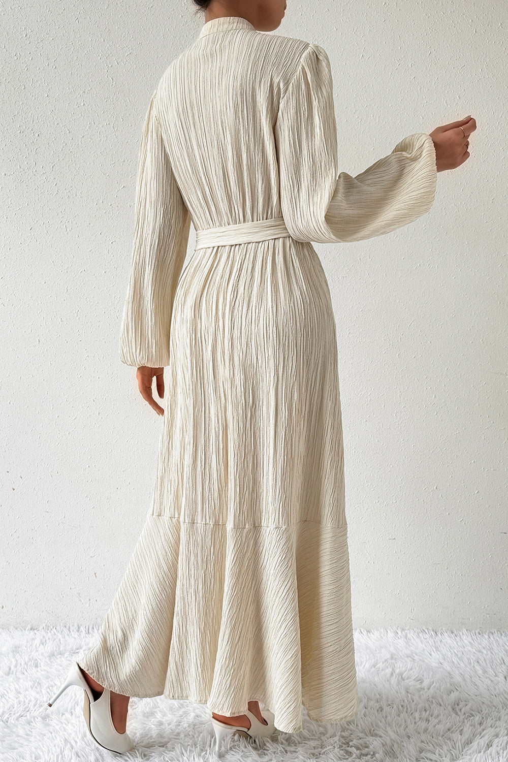 Honey Tied Button Up Balloon Sleeve Dress - Littles Collection 