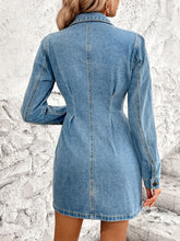 Pocketed Button Up Long Sleeve Denim Dress - Littles Collection 