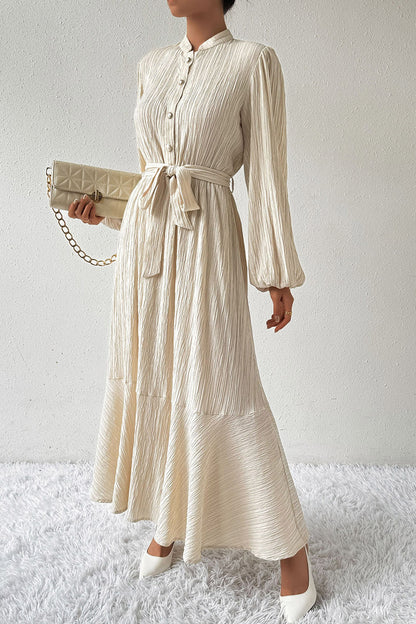 Honey Tied Button Up Balloon Sleeve Dress - Littles Collection 