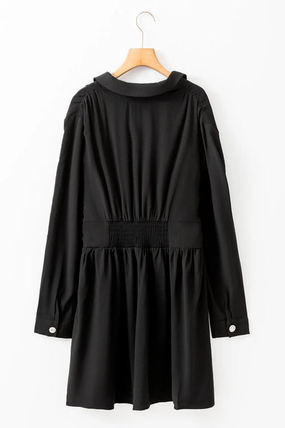 Ruched Button Up Long Sleeve Dress - Littles Collection 