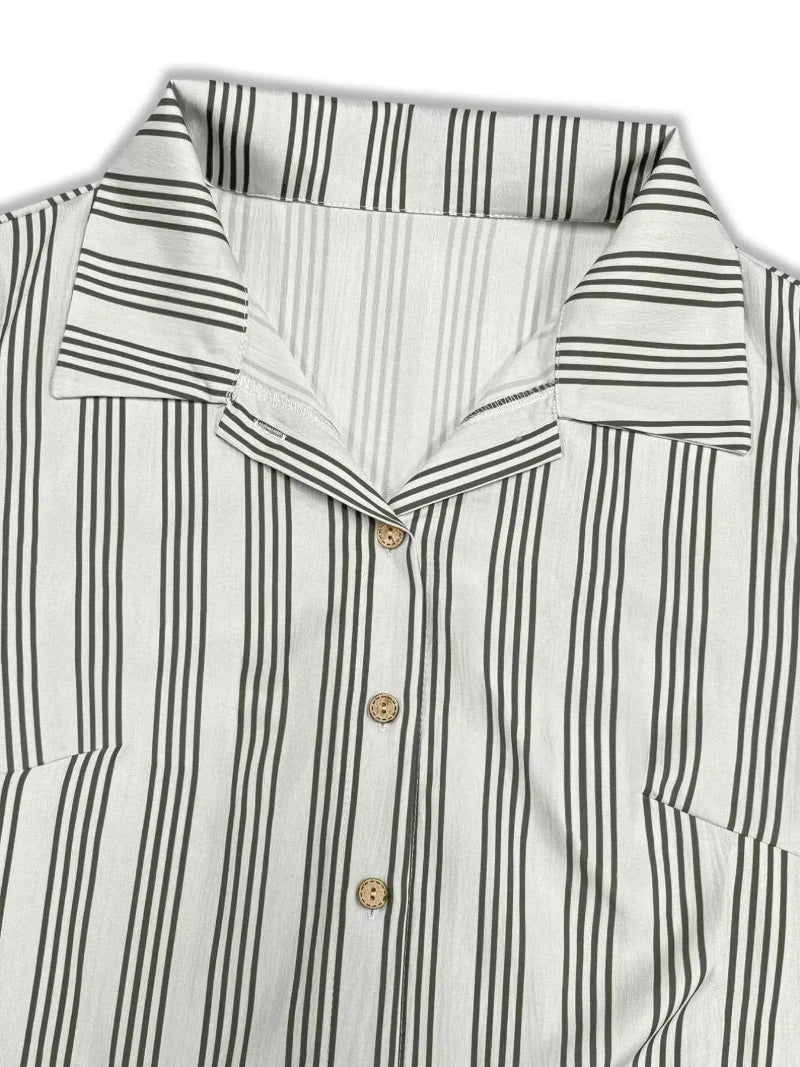 women_fashion - littlescollectionDressPlus Size Striped Button Front Midi Dressmidi shirt dress