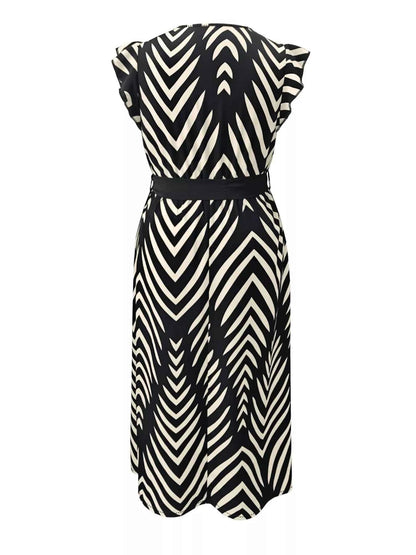 women_fashion - littlescollectionDressPlus Size Chevron Print Waist Tied Wrap Maxi Dress