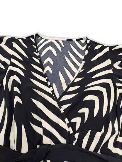 women_fashion - littlescollectionDressPlus Size Chevron Print Waist Tied Wrap Maxi Dress