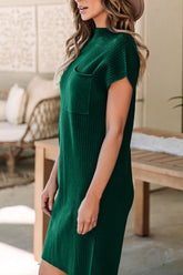 Mock Neck Short Sleeve Sweater Dress - Littles Collection 