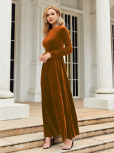 Tie Front Round Neck Velvet Maxi Dress - Littles Collection 