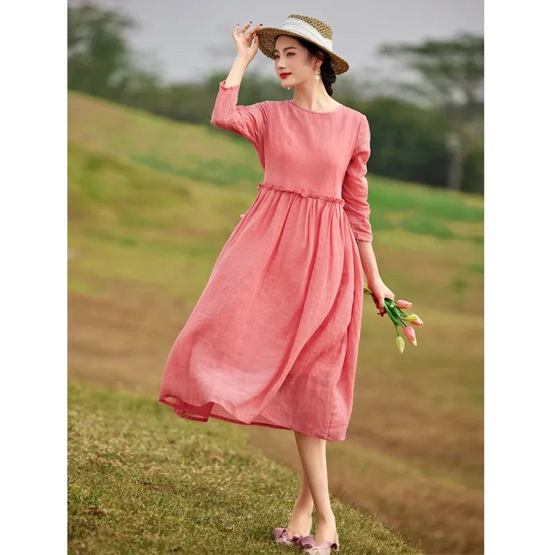 JNT Solid Color A-Line Vintage Dress image 2