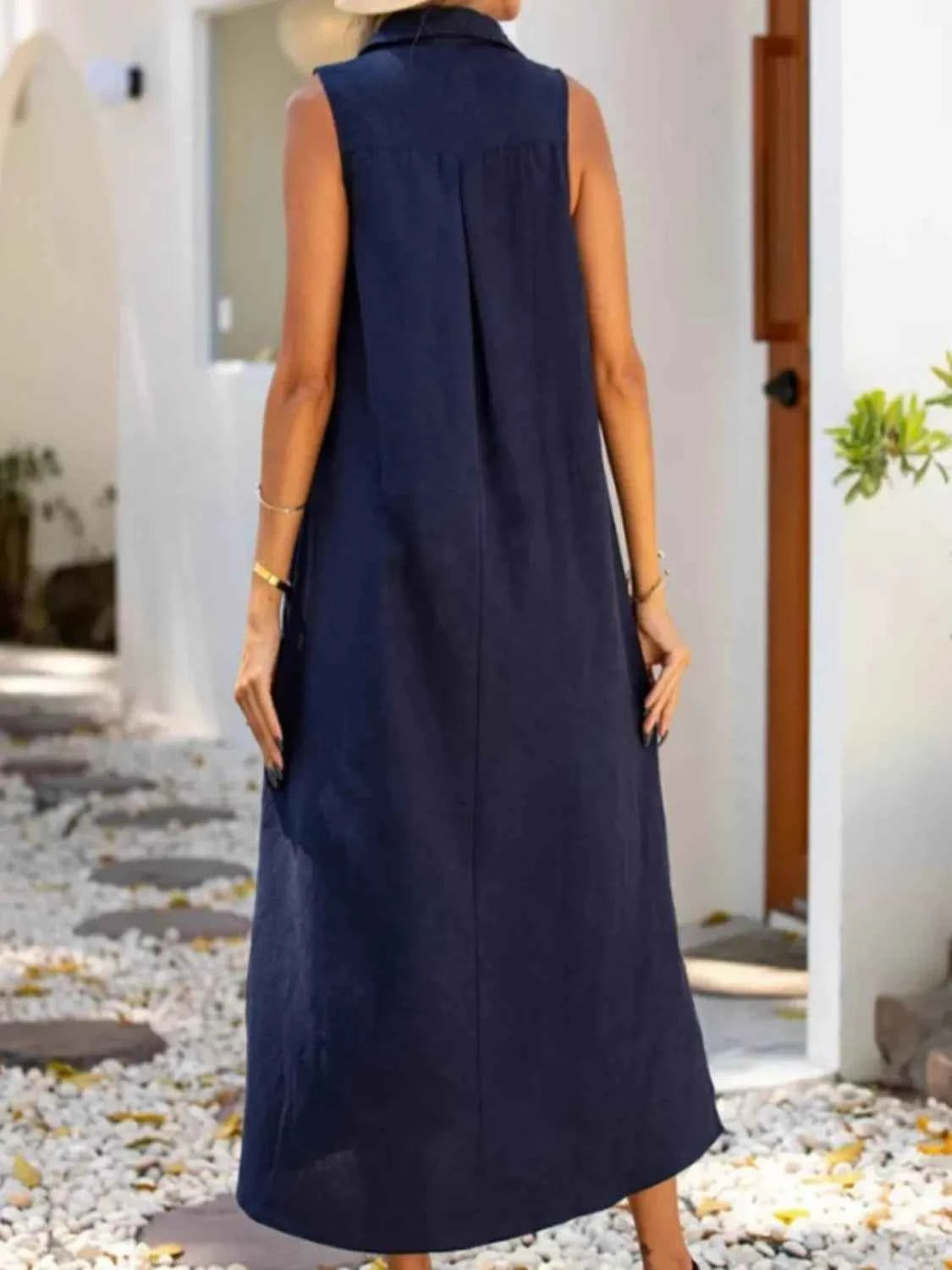 Full Size Side Slit Sleeveless Midi Dress Plus Size