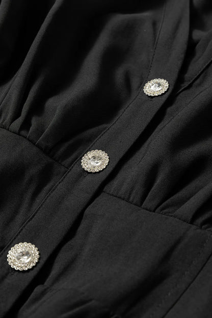 Ruched Button Up Long Sleeve Dress - Littles Collection 