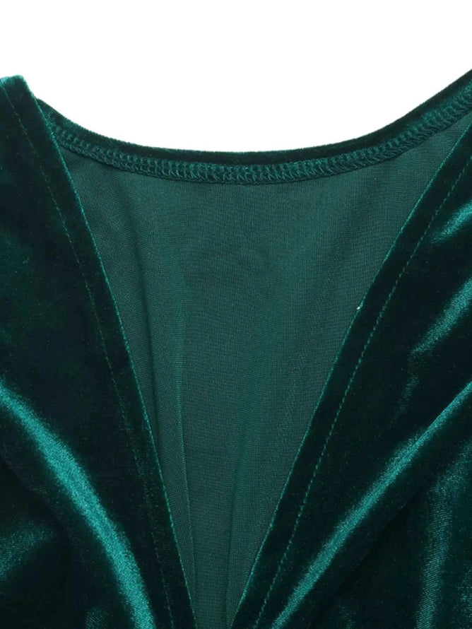 Velvet V-Neck Long Sleeve Maxi Dress