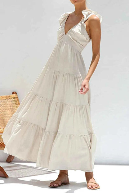 Ruffled V-Neck Tiered Dress
