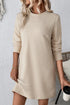 Textured Round Neck Long Sleeve Mini Dress - Littles Collection 
