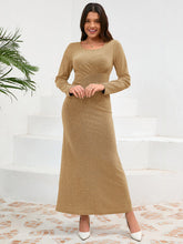 Ruched Round Neck Long Sleeve Dress - Littles Collection 