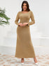 Ruched Round Neck Long Sleeve Dress - Littles Collection 