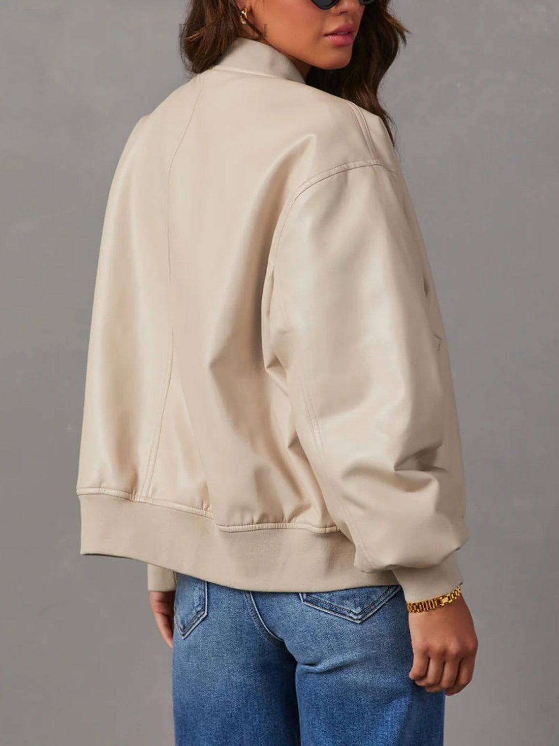 Zip up new arrival beige jackets women fashionable 