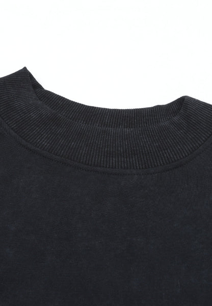 Mock Neck Velvet Dropped Shoulder Sweatshirt Women - Littles Collection 