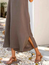 Full Size Side Slit Sleeveless Midi Dress Plus Size