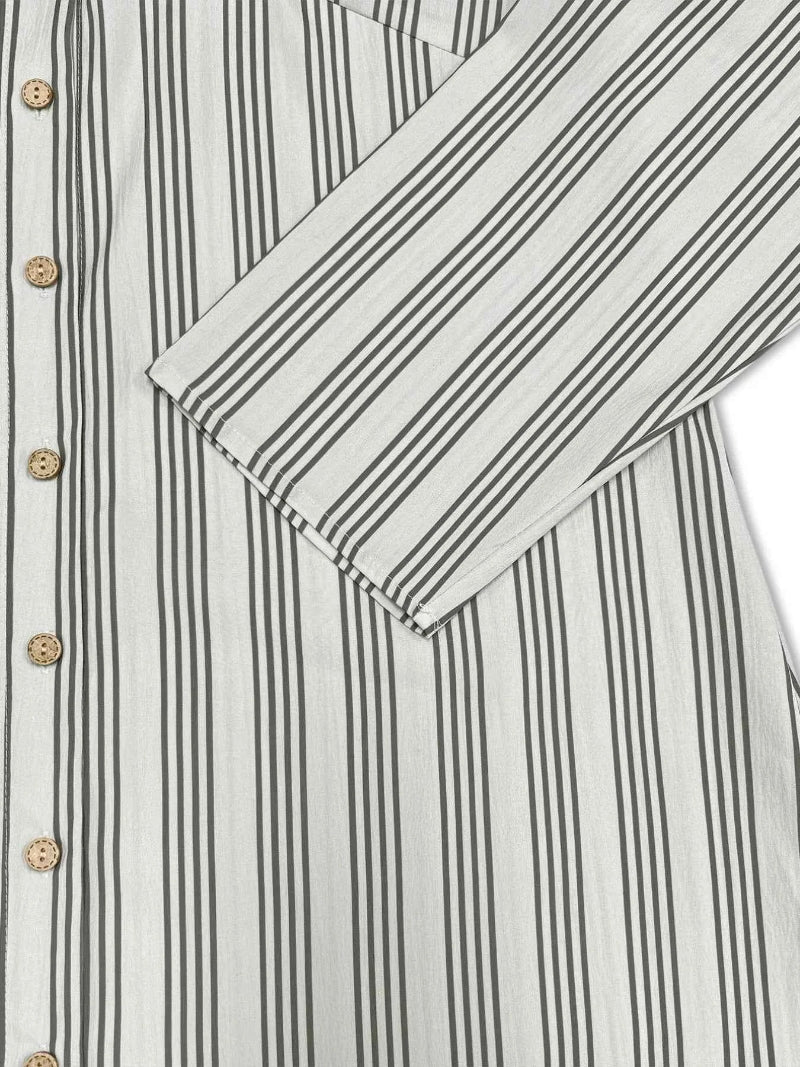 women_fashion - littlescollectionDressPlus Size Striped Button Front Midi Dressmidi shirt dress