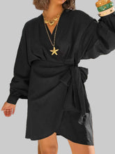 women_fashion - littlescollectionDressPlus Size Long Sleeve Wrap Mini Dress Black