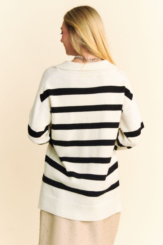 High-Low Side Slit Johnny Collar Sweater - Littles Collection 