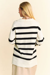 High-Low Side Slit Johnny Collar Sweater - Littles Collection 