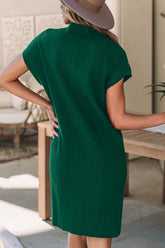 Mock Neck Short Sleeve Sweater Dress - Littles Collection 