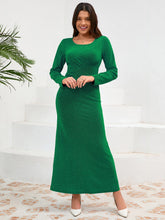 Ruched Round Neck Long Sleeve Dress - Littles Collection 