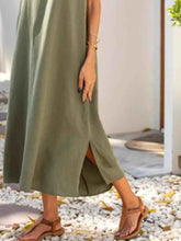 Full Size Side Slit Sleeveless Midi Dress Plus Size