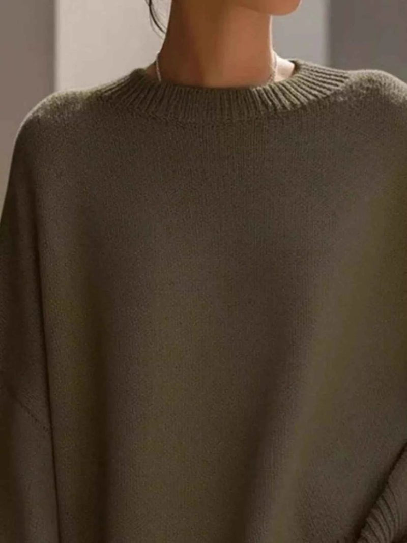 women_fashion - littlescollectionSweaterOversized Batwing Sleeve Round Neck Elegant Soft Sweaterlittlescollection