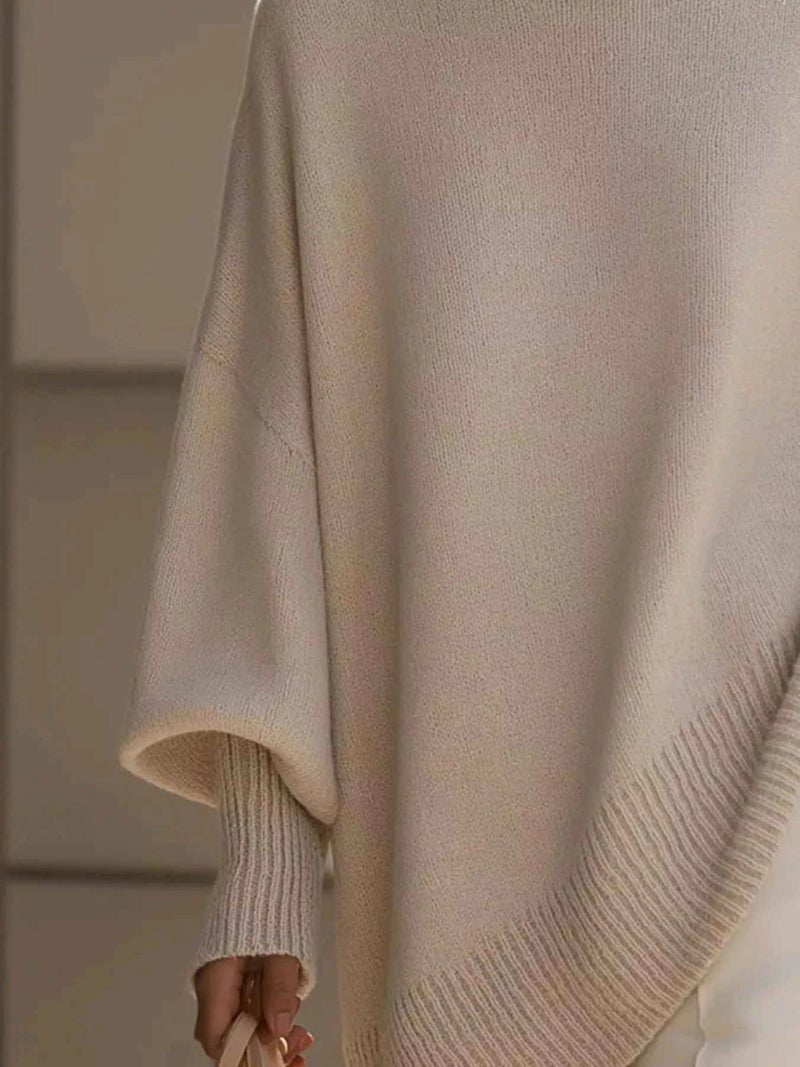 women_fashion - littlescollectionSweaterOversized Batwing Sleeve Round Neck Elegant Soft Sweaterlittlescollection