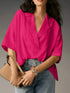 Collared Neck Half Sleeve Blouse pink.