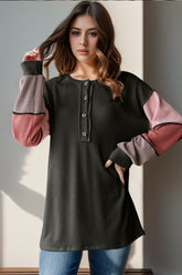 Double Take Full Size Color Block T-Shirt - Littles Collection 