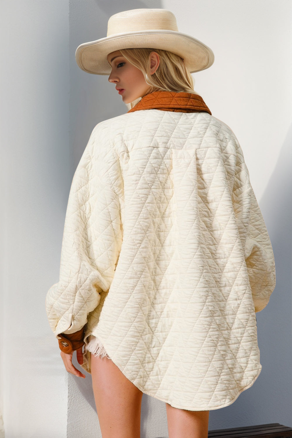 Double Take Contrast Quilted Shacket - Littles Collection 