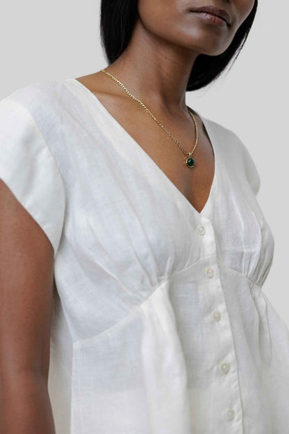 Deep V-neck Top in Off-white - Littles Collection 