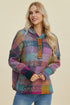 Double Take Plaid Dropped Shoulder Fleece Hoodie women dark gray