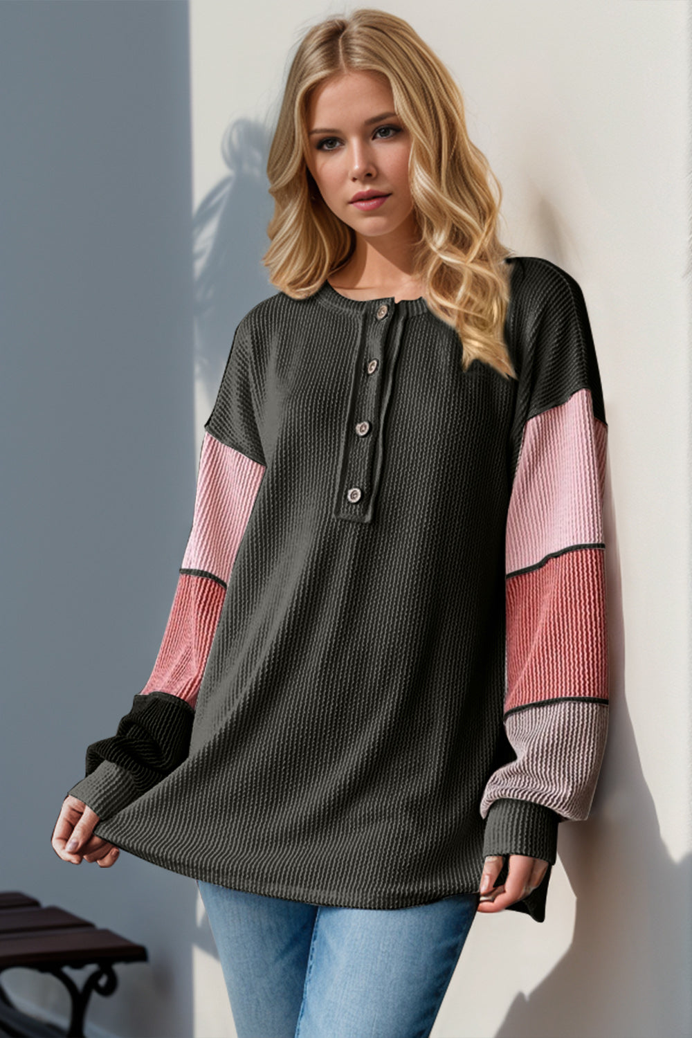Double Take Full Size Color Block T-Shirt - Littles Collection 