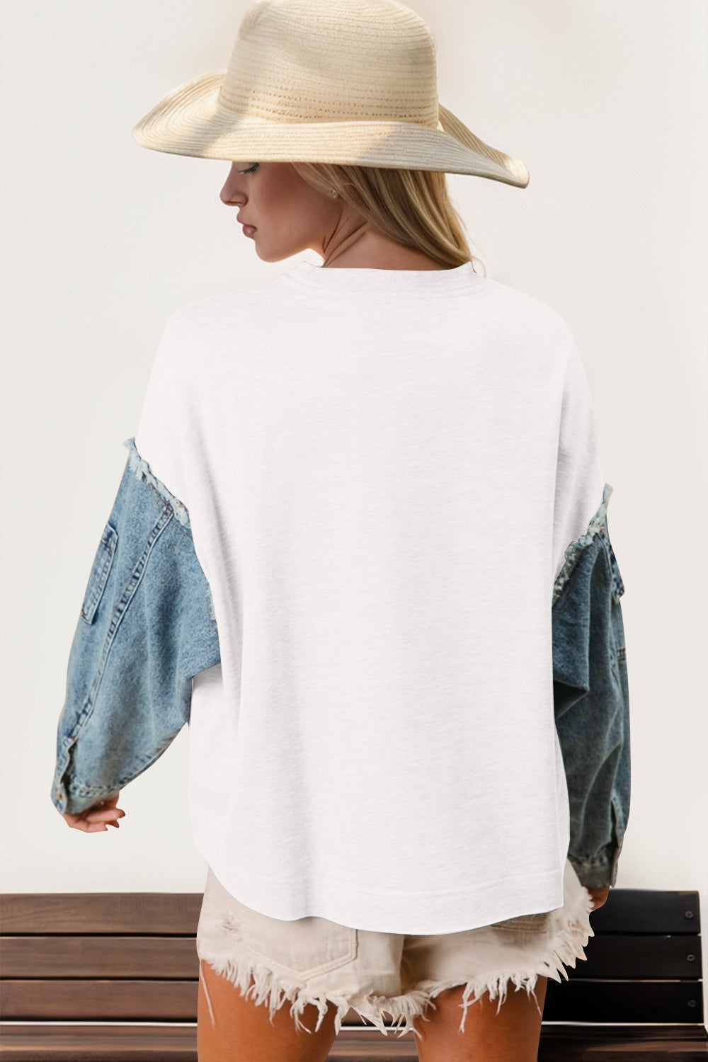 Double Take Raw Edge Star Contrast Sweatshirt - Littles Collection 