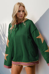 Double Take Star Patched Long Sleeve Sweatshirt - Littles Collection 