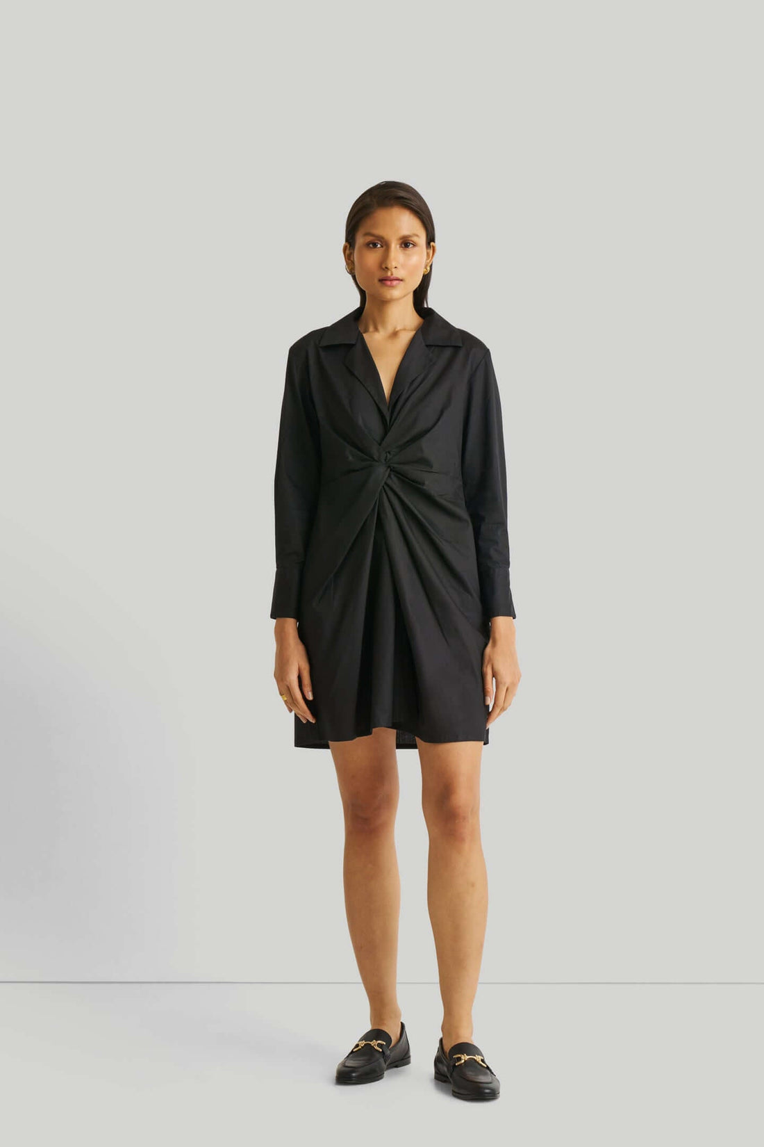 Front Twist Black Cotton Dress elegant looking dress