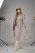 Fasardy Day Dress with Hoody and Pockets loose fit full sleeve beige color.