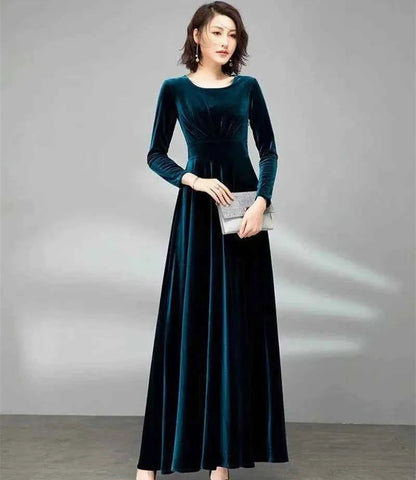 Golden Velvet Maxi Dress