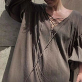 women_fashion - littlescollectionDressCasual Oversized Vintage Vibes Lantern Sleeve Long Dress