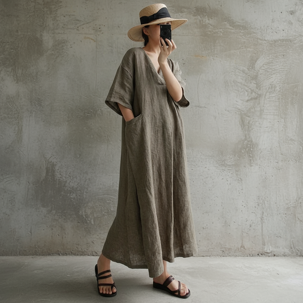 JNT Salvia Vintage Linen  Dress