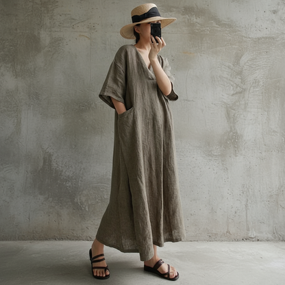 JNT Salvia Vintage Linen  Dress