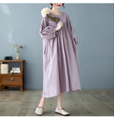 Oversized Women Loose Ruffle Pleated Korean Style Dresses - Littles Collection 