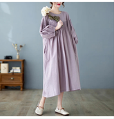 Oversized Women Loose Ruffle Pleated Korean Style Dresses - Littles Collection 