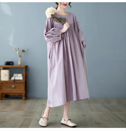 Oversized Women Loose Ruffle Pleated Korean Style Dresses - Littles Collection 