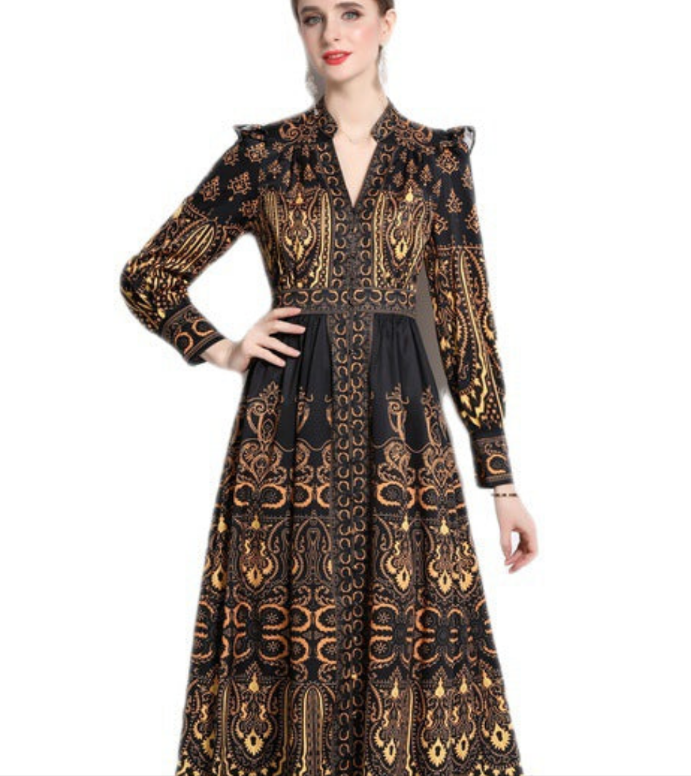 Vintage Court Style Lantern Sleeve Waist Dress - Littles Collection 