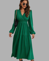 Surplice Neck Midi Flared Dress - Littles Collection 