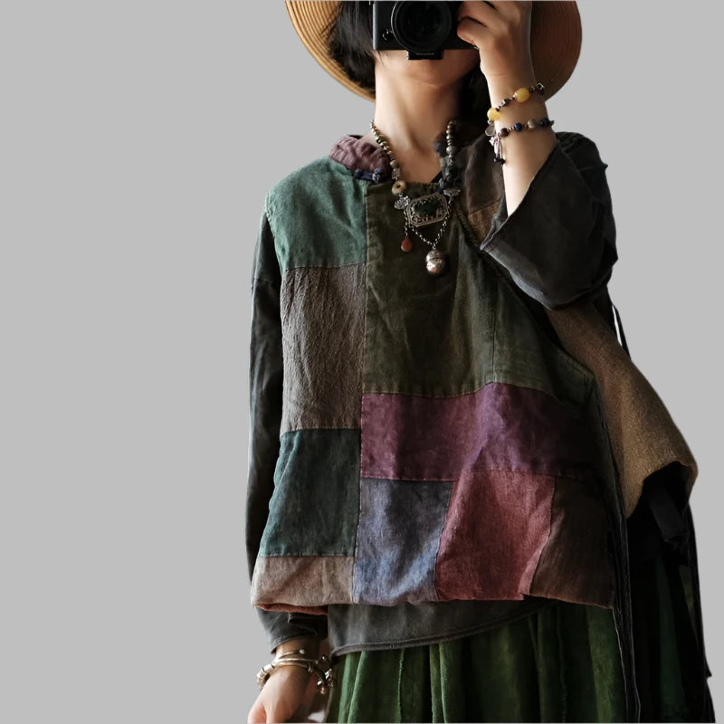 JNT Vintage Patchwork Cotton Linen Dress
